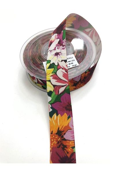 Hobigram Κορδέλα Grosgrain με σχέδιο λουλουδιών 2,5 cm – Κορδέλα