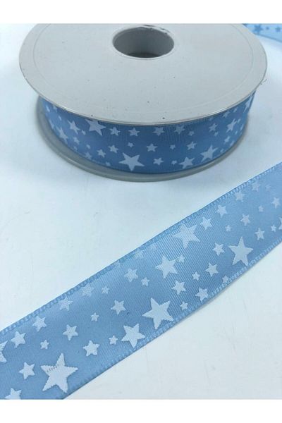 Hobigram Κορδέλα Ταφτά με σχέδιο Blue Star 5 μέτρα – Κορδέλα