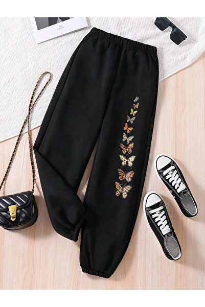 pandy Παντελόνι Jogger Winter Jogger με στάμπα πεταλούδας και ελαστικά πόδια