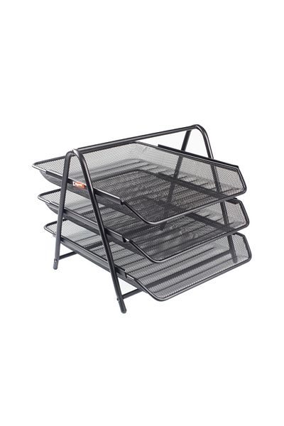 Bigpoint |   Metal Perforated Document Rack, Set of 3, Black, Durable Metal Structure, A4 and Letter Documents Interior
