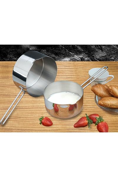 Doğuş Pazar Set of 2 Stainless Steel Caterola Milk Bowl and Sauce Bowl 12-14 Cm