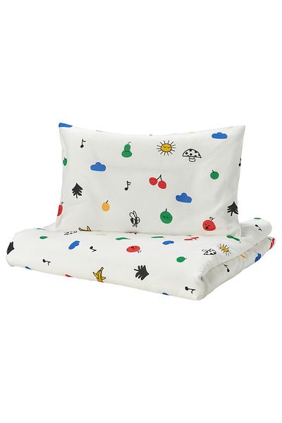 erorex Duvet cover 1 pillowcase for cot, multicolour, 110x125/35x55 cm