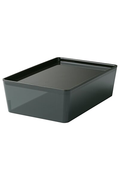 Generic صندوق مع غطاء، شفاف أسود، 18x26x8 سم