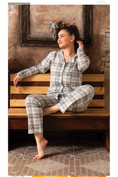 Sude HOMEWEAR Ercan 2 Thread Black and White Checkered Young Pjm Set