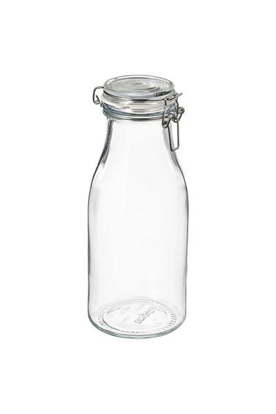 erorex Bottle shaped jar with lid, clear glass, 1 l