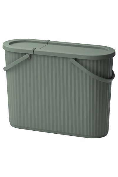 erorex Bin with lid, grey-green, 48 l