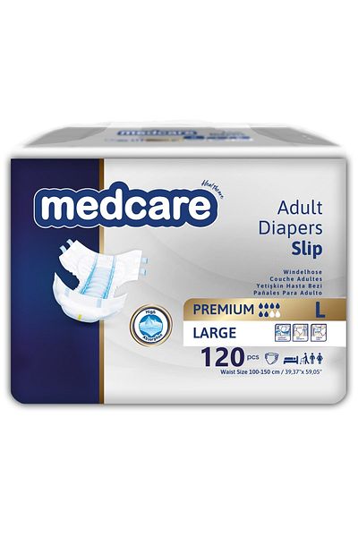 MEDCARE Adult Patient Diapers Large Premium Special Series (Large Size) 120 Pieces