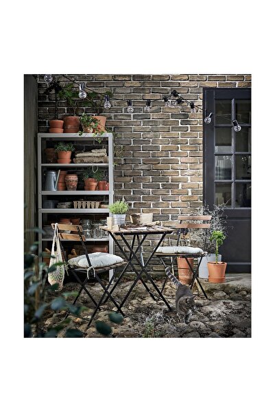 IKEA Outdoor, Chair , foldable black/light brown stained