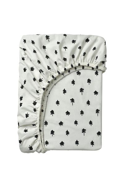 erorex Fitted sheet for cot, white/tree pattern, 60x120 cm