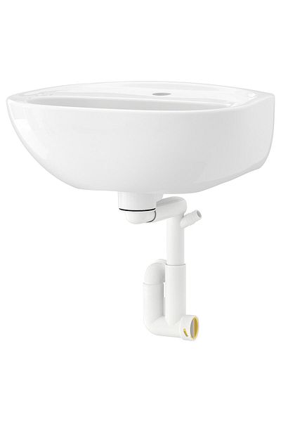 erorex Wash-basin with water trap, white, 45x35 cm