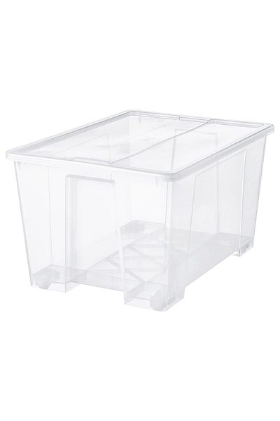 erorex Box with lid, transparent, 79x57x43 cm/130 l