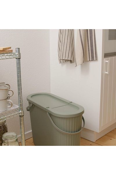 erorex Bin with lid, grey-green, 48 l