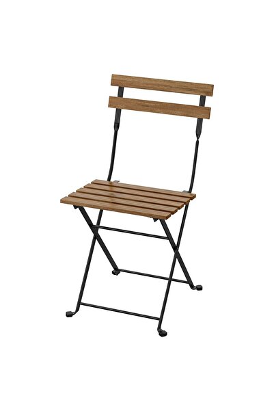 IKEA Outdoor, Chair , foldable black/light brown stained