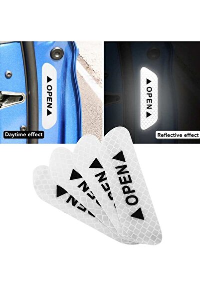 Yıldız İzi Beyaz Araç Açık Kapı Uyarı Reflektörü 4 Parça Uyarı ikaz Stickeri.