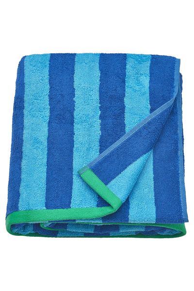 erorex Bath sheet, bright blue/light blue striped, 100x150 cm