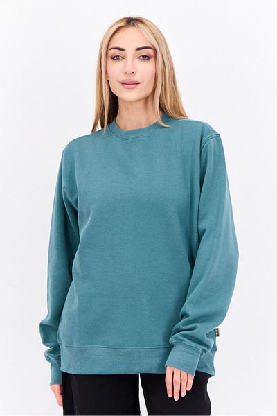 Juice Women Crew Neck Plain Long Sleeves Sweatshirt, Teal Green