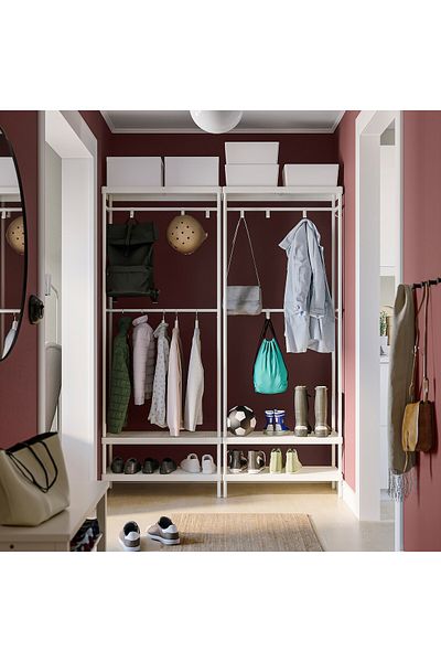 erorex Coat rack with shoe storage unit, white, 78x32x200 cm
