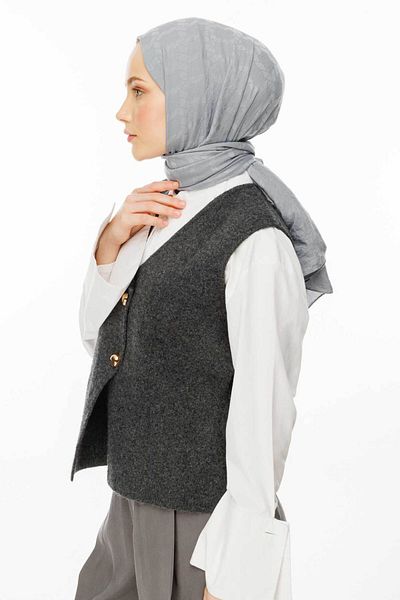 VALORSCARF Şal din bumbac cu model de lanţ - albastru praf