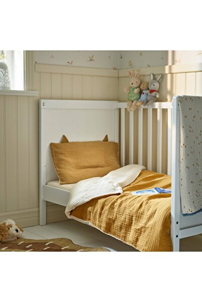 erorex 3-piece bedlinen set for cot, dark yellow/beige, 60x120 cm