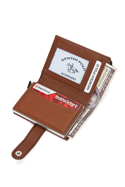 Newish Men's Faux Leather Accordion Automatic Mechanism Wallet and Card Holder