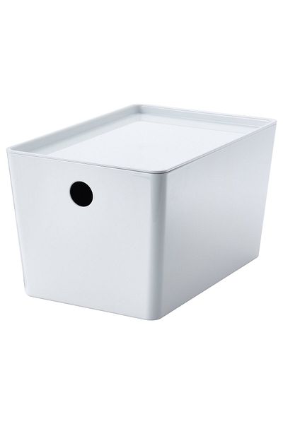 erorex Box with lid, white, 18x26x15 cm