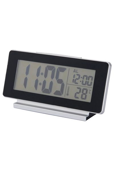 erorex Clock/thermometer/alarm, black, 16.5x9 cm