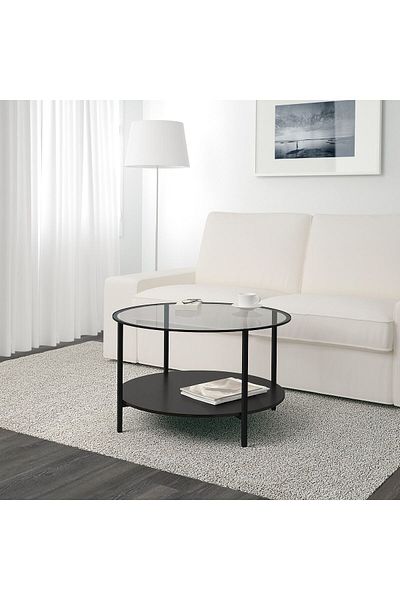 erorex Coffee table, black-brown/glass, 75 cm