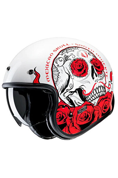 HJC V31 Desto MC1 Yarım Motosiklet Kaskı Beyaz Kırmızı