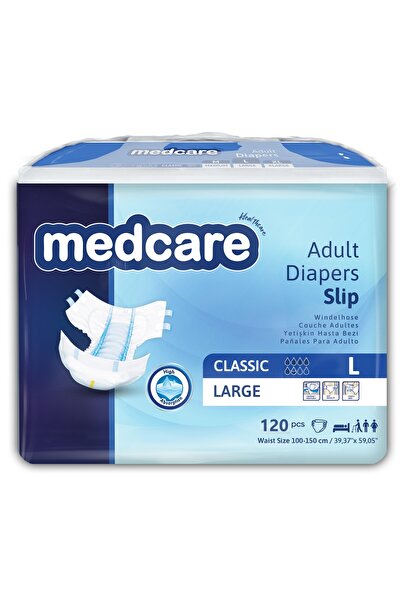 MEDCARE حفاضات المرضى البالغين الكلاسيكية الكبيرة (الحجم الكبير) 120 قطعة