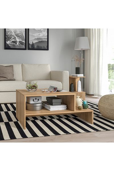 erorex Coffee table, oak effect, 90x55 cm