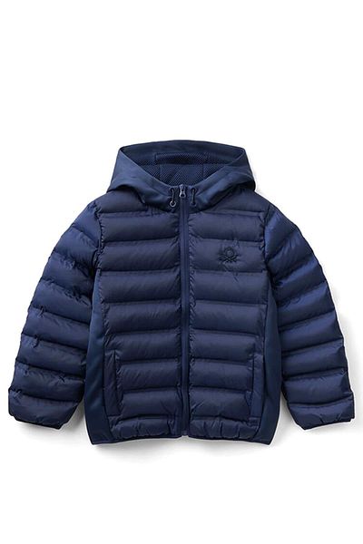 United Colors of Benetton Boy's Navy Blue Logo Pufa Coat