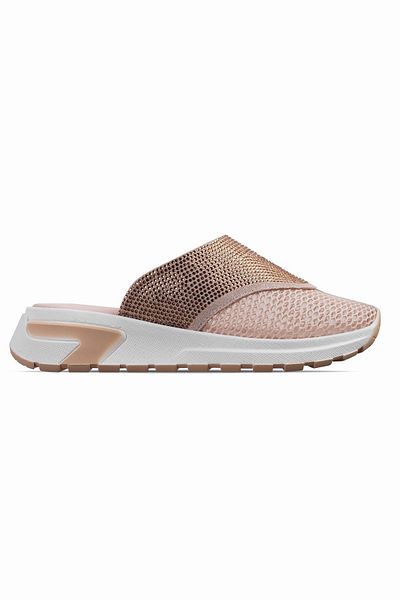 Lal Shoes & Bags Γυναικείες Παντόφλες-Κρέμα με Πέτρινο Διχτυωτό Κουκουβάγια