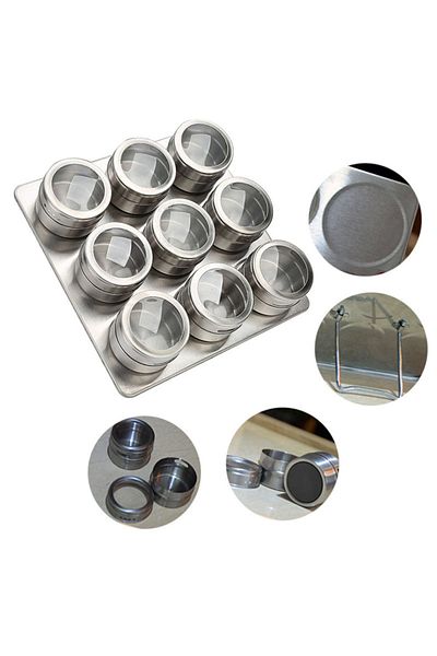 Weather Forecast Steel Table Top 9-Piece Magnetic Spice Rack Set Cin220