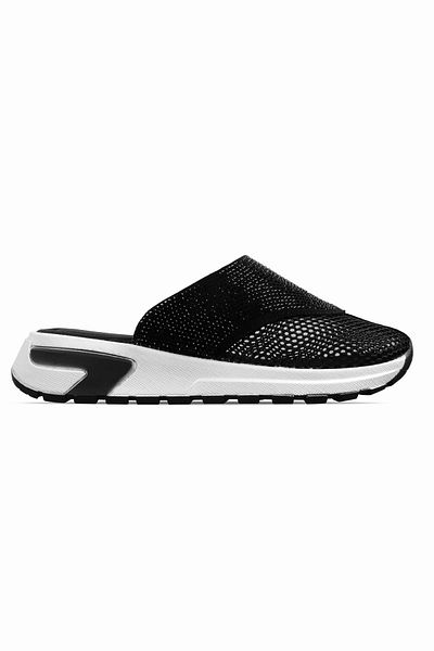 Lal Shoes & Bags Γυναικείες Παντόφλες Πέτρινες Διχτυωτές Λεπτομερείς-μαύρες