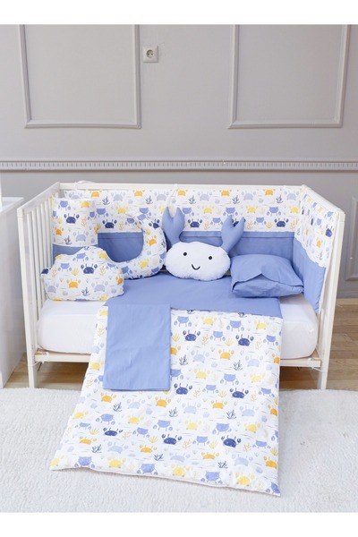 Fun Moment 10 حواجز جانبية لسرير الطفل مع لحاف ووسائد وملاءة