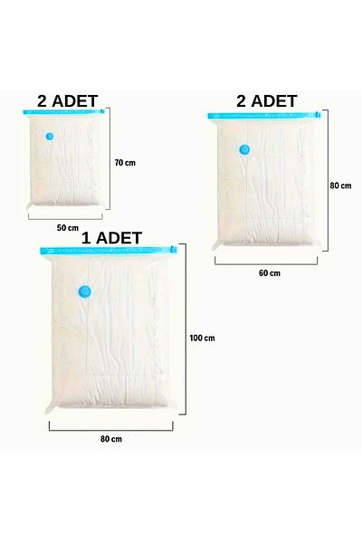 Vekorr 5 Pieces 3 Different Sizes Vacuum Multi-Purpose Storage Bag Pillow Quilt Clothing Storage Bag Set