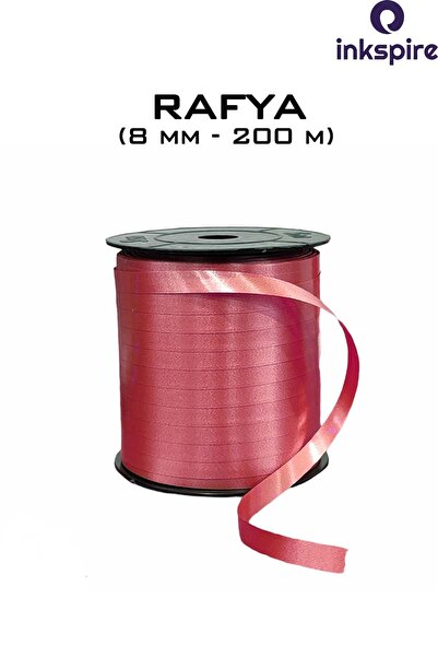 inkspire Pink Raffia 1 Piece 200 Meters Colorful Flat Ribbon 8 mm Plastic Bal...