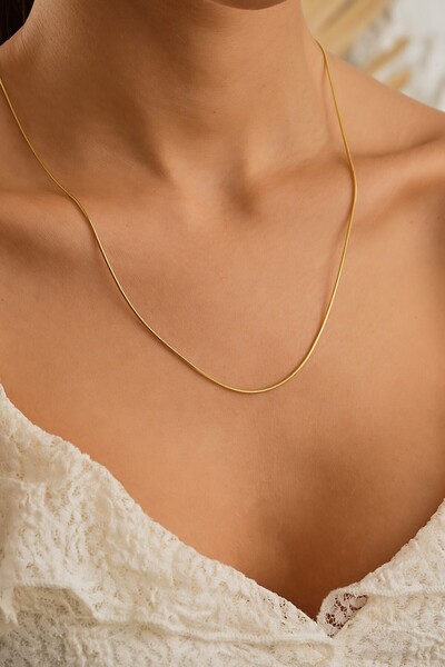 Sefa Gold 14 Ayar Altın İtalyan Silindir Balık Sırtı Zincir Kolye