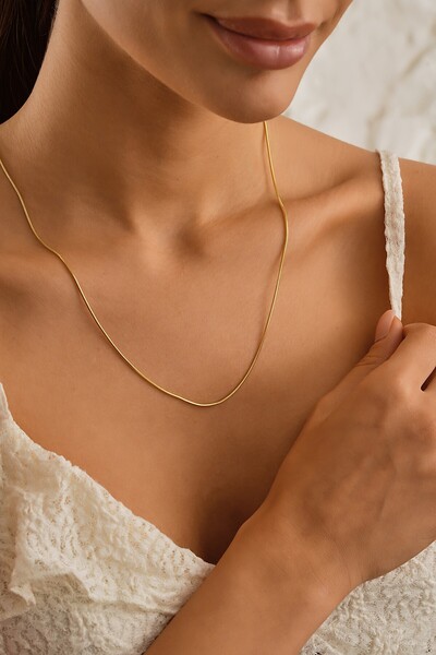 Sefa Gold 14 Ayar Altın İtalyan Silindir Balık Sırtı Zincir Kolye