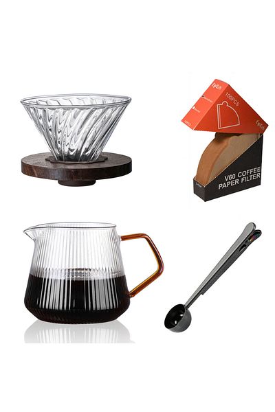 EqiEch V60 Drip Coffee Set,Drip Brew Pour Over Coffee Set,4 in 1 Drip Coffee Maker Set