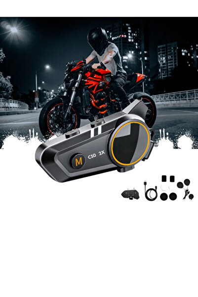 VOOKA Intercom 2x Bağlantılı Telsiz Özellikli 5.3 Bluetooth + Kulaklık Mikrofon Seti Stereo Su Geçirmez A+