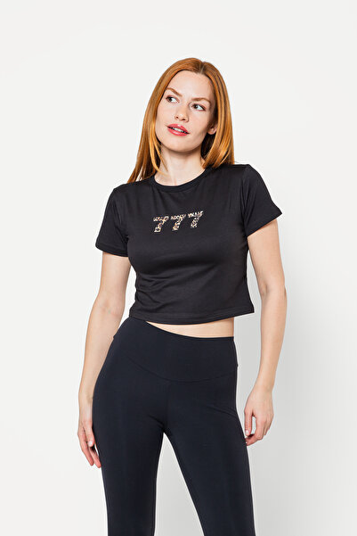 Sekizbiraltı 777 εμπριμέ μαύρο Crop Top