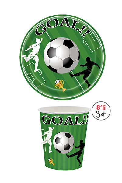 parti pera Futbol Temalı Karton Tabak Bardak 8'li Set