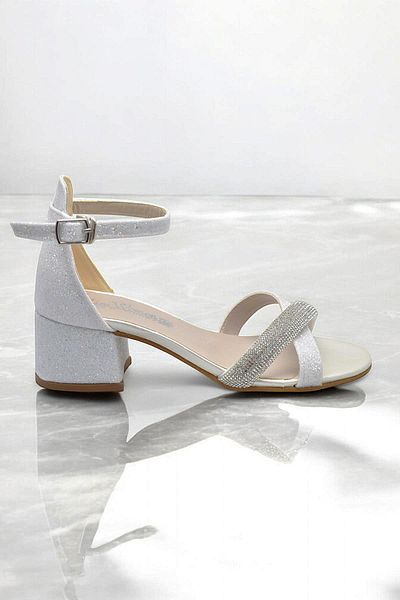 ayakkabiburada 351 Evening Dress Girls' Heeled Shoes Stoned Open Girls' Engagement Evening Dress Shoes