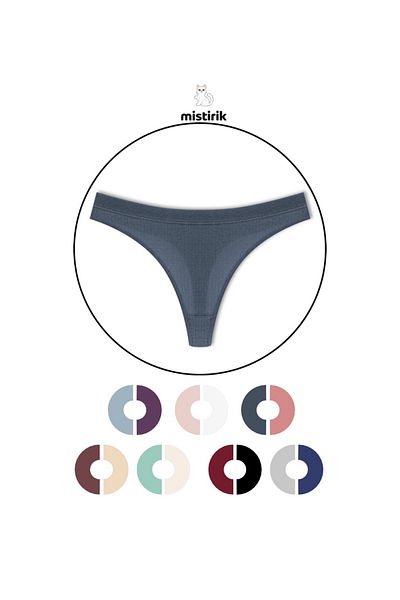 MİSTİRİK Paulo Model - Εύκαμπτο βαμβακερό στρινγκ με κορδόνι, μπλε χρώμα