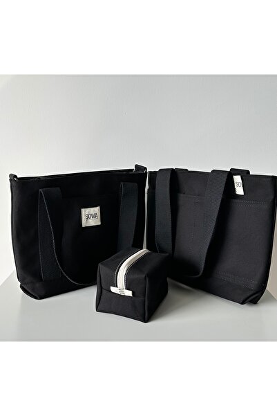 Sowa Collection 3'lü Set Sowa Collection Kanvas Çıtçıtlı Kadın El Ve Omuz Çan...