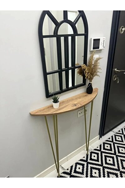 Pinhal Home Yarım Ay Oval Kenar Dresuar Atlantik Çam 80cm Gold Ayak