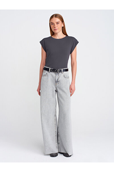 Dilvin 3504 Moto Collar Combed Cotton T-Shirt, Dark Anthracite.