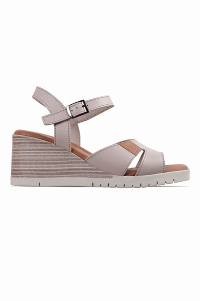 Lal Shoes & Bags Nobody Gray Genuine Leather Heeled Sandals - Ankle Strap Shoes