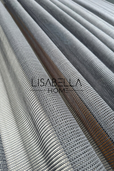 LisabellaHome Elegance Sparkle Anthracite Tulle Curtain with Honeycomb Floor (1/3 Dense Pleated)